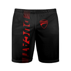 Шорты спортивные мужские DUCATI BLACK RED LINE, цвет: 3D-принт