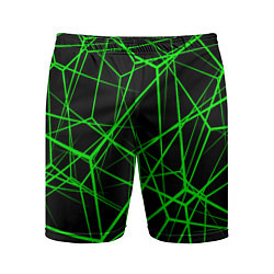 Шорты спортивные мужские Зеленые Полигоны Матрица, цвет: 3D-принт