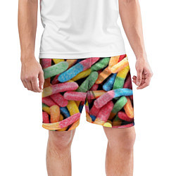 Шорты спортивные мужские Мармеладные червячки, цвет: 3D-принт — фото 2