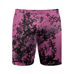 Шорты спортивные мужские Кресты и хаос На розовом Коллекция Get inspired! F, цвет: 3D-принт