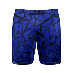 Шорты спортивные мужские Синие треугольники-геометрический узор, цвет: 3D-принт