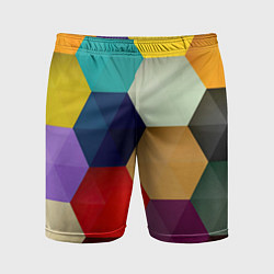Шорты спортивные мужские Цветные соты, цвет: 3D-принт