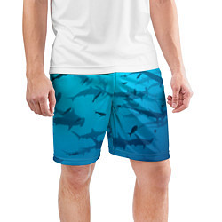 Шорты спортивные мужские Акулы - океан, цвет: 3D-принт — фото 2