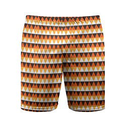 Шорты спортивные мужские Треугольники на оранжевом фоне, цвет: 3D-принт