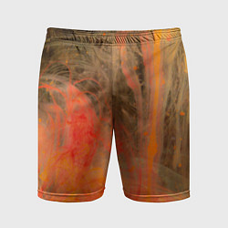 Шорты спортивные мужские Абстрактное множество красок - Оранжевый, цвет: 3D-принт