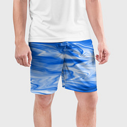 Шорты спортивные мужские Бело синий абстрактный фон Волны, цвет: 3D-принт — фото 2