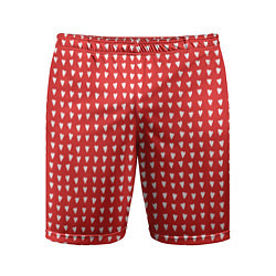 Шорты спортивные мужские Красные сердечки паттерн, цвет: 3D-принт