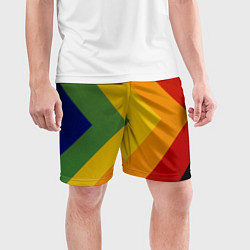 Шорты спортивные мужские Абстрактные геометрические разноцветные треугольны, цвет: 3D-принт — фото 2