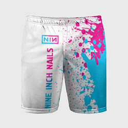 Шорты спортивные мужские Nine Inch Nails neon gradient style: по-вертикали, цвет: 3D-принт