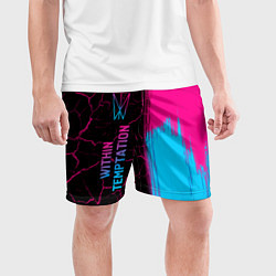 Шорты спортивные мужские Within Temptation - neon gradient: по-вертикали, цвет: 3D-принт — фото 2