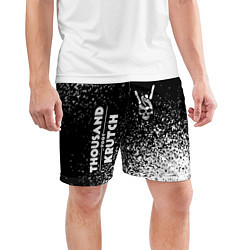 Шорты спортивные мужские Thousand Foot Krutch и рок символ на темном фоне, цвет: 3D-принт — фото 2