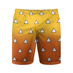 Шорты спортивные мужские Оранжевое кимоно с треугольниками - Зеницу клинок, цвет: 3D-принт