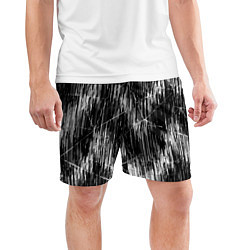 Шорты спортивные мужские Черно-белые штрихи, зигзаг, цвет: 3D-принт — фото 2