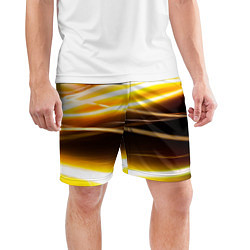 Шорты спортивные мужские Желтые неоновые полосы, цвет: 3D-принт — фото 2