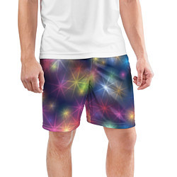 Шорты спортивные мужские Разноцветные неоновые блики, цвет: 3D-принт — фото 2