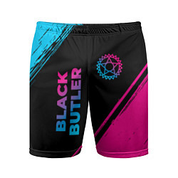 Мужские спортивные шорты Black Butler - neon gradient: надпись, символ