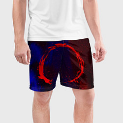 Шорты спортивные мужские Синий и красный абстрактный дым и краски, цвет: 3D-принт — фото 2