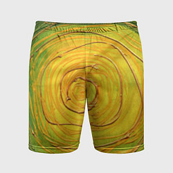 Мужские спортивные шорты Желто-зеленая текстурная абстракция акрилом