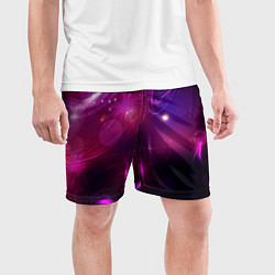 Шорты спортивные мужские Фиолетовые неоновые блики, цвет: 3D-принт — фото 2