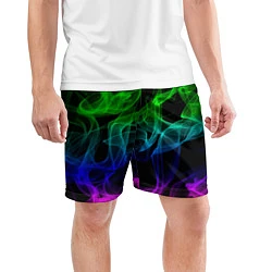 Шорты спортивные мужские Разноцветный неоновый дым, цвет: 3D-принт — фото 2