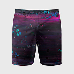 Шорты спортивные мужские Фиолетовые абстрактные волны и камни, цвет: 3D-принт