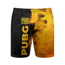 Мужские спортивные шорты PUBG - gold gradient: по-вертикали