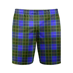 Мужские спортивные шорты Ткань Шотландка сине-зелёная