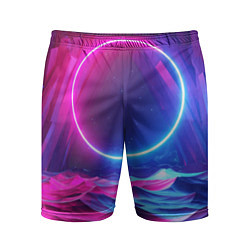 Шорты спортивные мужские Круг и разноцветные кристаллы - vaporwave, цвет: 3D-принт