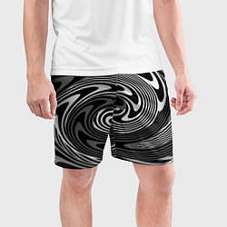 Шорты спортивные мужские Black and white abstract pattern, цвет: 3D-принт — фото 2