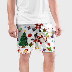 Шорты спортивные мужские Танцы с Сантой возле ёлки, цвет: 3D-принт — фото 2
