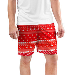 Шорты спортивные мужские Праздничный красный свитер, цвет: 3D-принт — фото 2