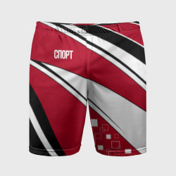 Шорты спортивные мужские Красно черная абстракция на белом спорт, цвет: 3D-принт