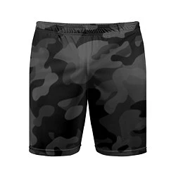 Шорты спортивные мужские Черный ночной камуфляж, цвет: 3D-принт