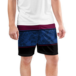 Шорты спортивные мужские Бордовый, синий мраморный и черный полосы, цвет: 3D-принт — фото 2