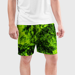 Шорты спортивные мужские Яркий неоновый салатовый гранж, цвет: 3D-принт — фото 2