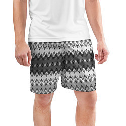 Шорты спортивные мужские Серый геометрический полосатый орнамент, цвет: 3D-принт — фото 2