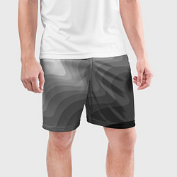 Шорты спортивные мужские Черно белые волны, цвет: 3D-принт — фото 2