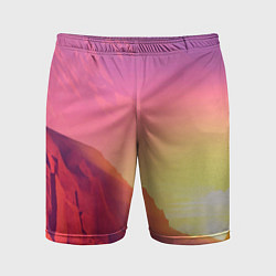 Шорты спортивные мужские Firewatch - Солнечный закат посреди гор, цвет: 3D-принт
