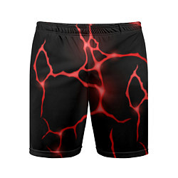 Шорты спортивные мужские Красные неоновые трещины, цвет: 3D-принт