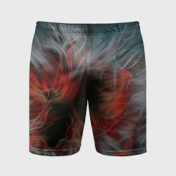 Мужские спортивные шорты Абстрактные волны красок и дыма во тьме