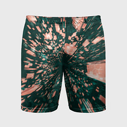 Шорты спортивные мужские Абстрактные полупрозрачные летящие блоки, цвет: 3D-принт