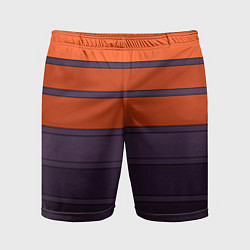 Шорты спортивные мужские Полосатый фиолетово-оранжевый узор, цвет: 3D-принт