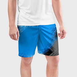Шорты спортивные мужские Абстрактный пятнистый черно-синий узор, цвет: 3D-принт — фото 2