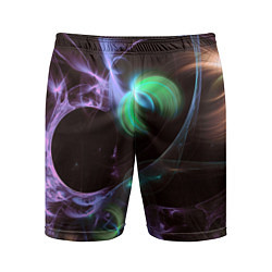 Шорты спортивные мужские Магические фиолетовые волны и цветные космические, цвет: 3D-принт