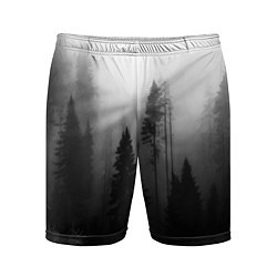Шорты спортивные мужские Красивый лес и туман, цвет: 3D-принт