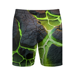 Шорты спортивные мужские Зеленая неоновая лава, цвет: 3D-принт
