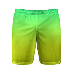 Шорты спортивные мужские Зелено-желтый градиент, цвет: 3D-принт
