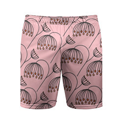Мужские спортивные шорты Цветы в стиле бохо на пудрово-розовом фоне
