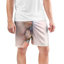 Шорты спортивные мужские Цветы за стеклом - полосы с градиентом, цвет: 3D-принт — фото 2