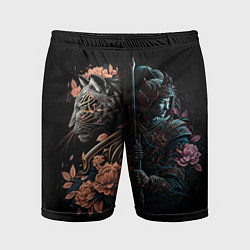 Шорты спортивные мужские Самурай и тигр, цвет: 3D-принт